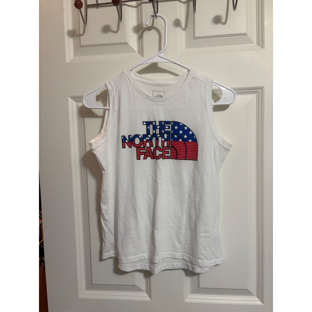 The North Face Girls White American Flag Graphic Tank Top Size L 14/16 Patriotic